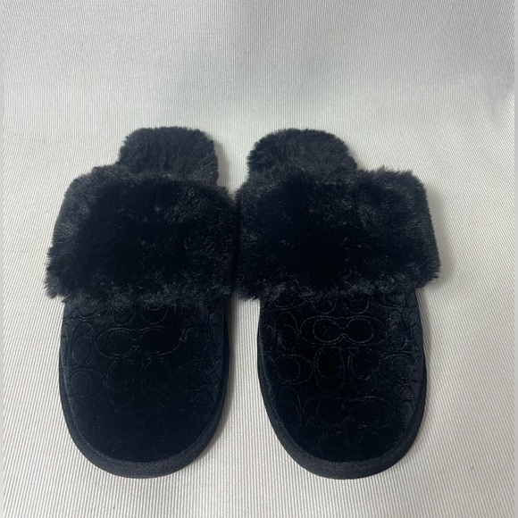 COUCH Velvet Faux Zuri Slippers in Black, size 8B - Picture 6 of 8